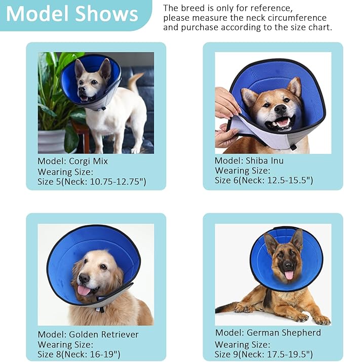 Dog Cone for Small, Medium, and Large Dogs and Cats, Soft Cone for Dogs After Surgery, Lightweight Leathaire Recovery Cone Collar to Stop Licking and Scratching(4(Neck: 9.25-10.75"))