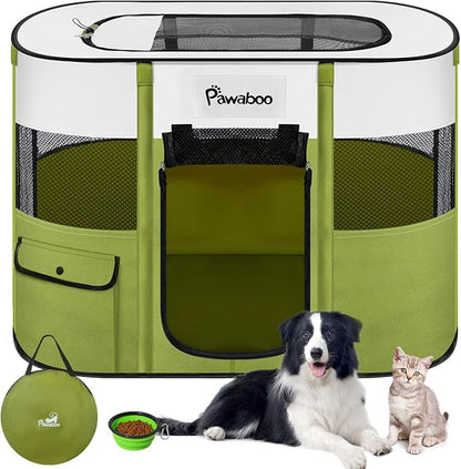 Dog Playpen, Portable Pet Playpen Cat PlayPens, 600D Oxford Dog Kennel Tent Crate, Waterproof&Breathable, Indoor Outdoor Travel Camping Use for Medium/Large Breed with Carrying Case+Folding Bowl(M)