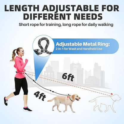 SlowTon Slip Lead for Dogs - Hands Free No Tangle Adjustable 4-6 FT 1/2” Rope, Heavy Duty Nylon Leash for Large Medium Dogs that Pull, No Pull Training Slip Leashes, 20-120lb, Dark Grey