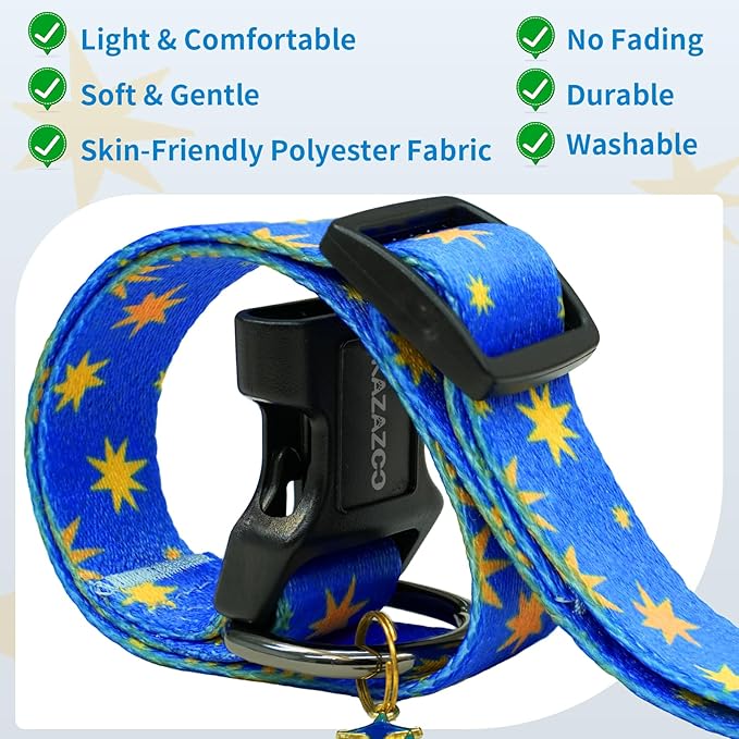 Kazazoo Dog Collar Cute and Soft Nylon Puppy Collar for Boy and Girl, Adjustable Dog Collars for Small Medium Dogs, Blue Sky-S