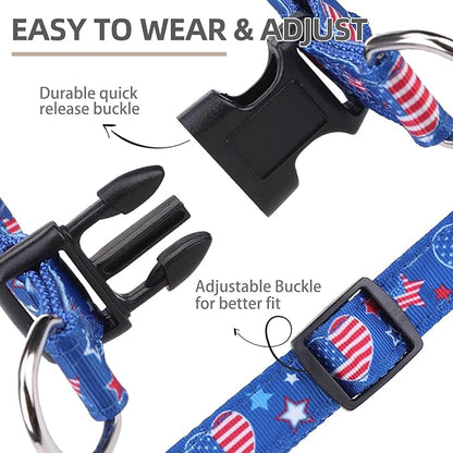 PUPTECK No Pull Dog Harness Soft Adjustable Basic Nylon Step in Puppy Vest Outdoor Walking with ID Tag, American Flag, XS