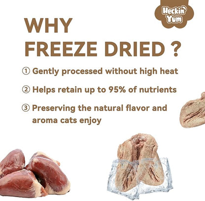 Freeze-Dried Chicken Hearts Cat Treats 2oz – Single Ingredient, Grain-Free, Gluten-Free, Filler-Free Freeze Dried Food Toppers