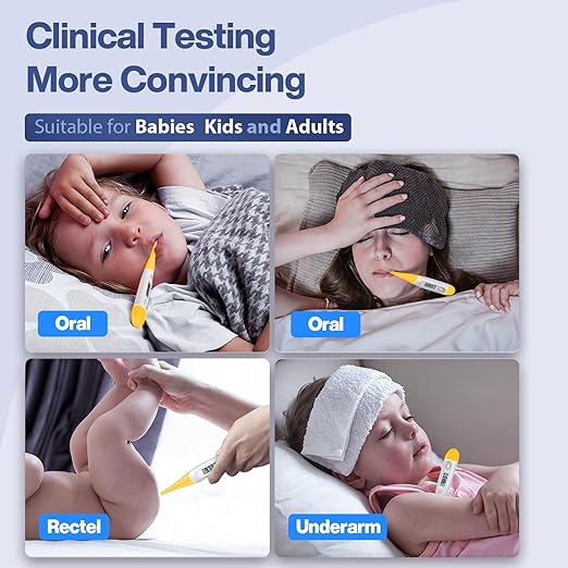Boncare 10 Seconds Digital Thermometer for Adults and Kids - Accurate & Safe Rectal Thermometer for Baby with Fever Alarm, Oral Thermometer (Yellow)