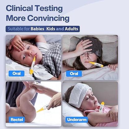 Boncare 10 Seconds Digital Thermometer for Adults and Kids - Accurate & Safe Rectal Thermometer for Baby with Fever Alarm, Oral Thermometer (Yellow)