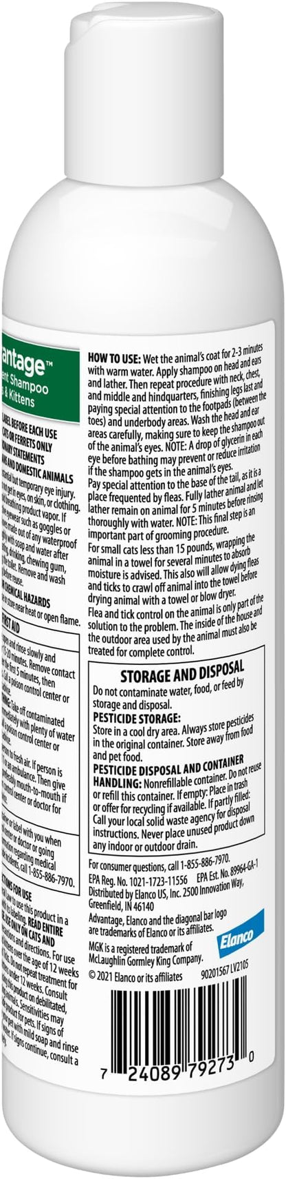 Advantage Cat Flea & Tick Shampoo for Kittens & Adult Cats | Kills Fleas & Ticks | 8 oz.