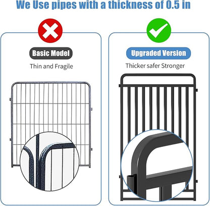 New Thickened Version Dog Playpen, 43 Inch Dog Fences for The Yard, Portable Outdoor Dog Playpen for Large/Medium/Small Dogs, Foldable Metal Dog playpen, with Doors (8 Panels, 43 Inch)