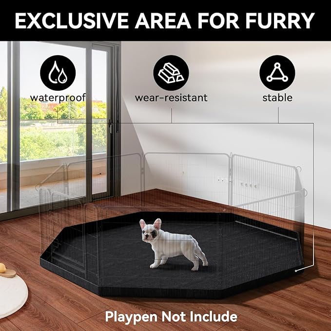 PJYuCien Dog Playpen Bottom Pad(Only Bottom Pad, No Playpen)- Stabilize the Dog Play Pen, Easy to Clean and Waterproof, Fits Most 8 Panels 24 Inch Width Metal Dog Fence Octagonal Dog Playpen