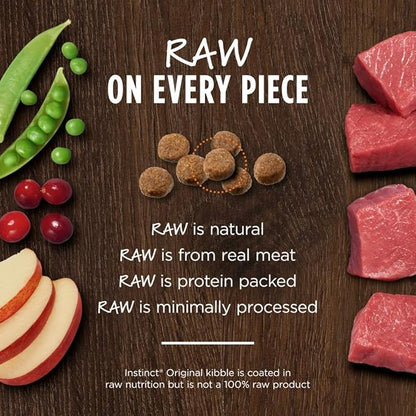 Instinct Original Dry Dog Food, Raw Coated Kibble, High Protein, Grain Free Recipe - Real Beef, 20 lb. Bag