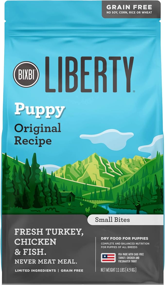 BIXBI Liberty Grain-Free Dry Dog Food, Original Recipe Puppy – Fresh Meat, High Protein, No Meat Meals – USA Made, 11 lbs