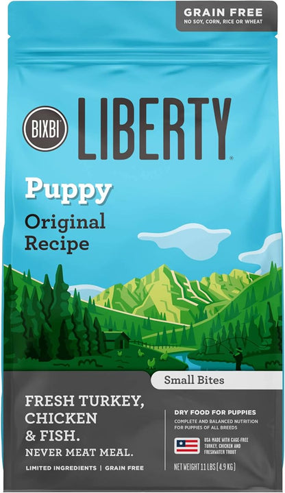 BIXBI Liberty Grain-Free Dry Dog Food, Original Recipe Puppy – Fresh Meat, High Protein, No Meat Meals – USA Made, 11 lbs