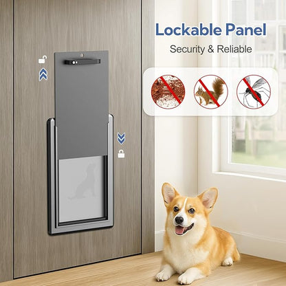 Dog Door for Exterior Door,Antirust & Heavy Duty Doggie Door,Aluminum Doggy Door with Two Flaps with Six Magnetic Strips, Pet Door (Black, Large)