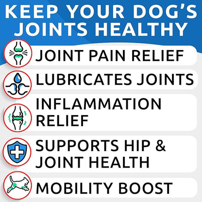 Hip&Joint Hemp Chews for Dogs - Max Strength Glucosamine Chondroitin for Dogs - Dog Joint Pain Relief Treats - Mobility & Flexibility Support - Advanced Joint Care - MSM - Made in USA (120Ct)