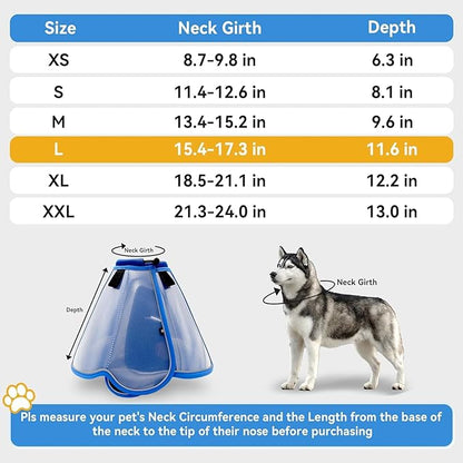 Upgraded Dog Cone Collar for Large Medium Dogs, Soft Dog Cone with Double-Layer Design, Adjustable Pet Recovery Collar for Dogs After Surgery, Elizabethan Collar (L, Blue)