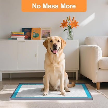 Pee Pad Tray Holder for Dogs,Non-Slip Silicone Dog Puppy Pad Holder,24 x 24 Square Puppy Potty Training Pads,No Spill Raised Lip High Edge,Portable, Leak-Proof Mat Trays for Indoor Floor Protection
