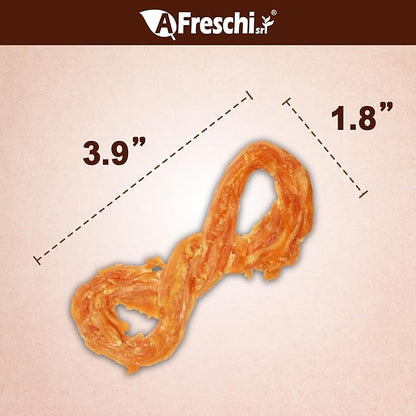 A Freschi srl Turkey Tendons for Dogs, USA-Sourced, Healthy Dog Treats, Rawhide-Free Puppy Chews, Long Lasting, All Natural, Hypoallergenic Dog Treats for Small Breeds, 4 Count Pack Rope (S)