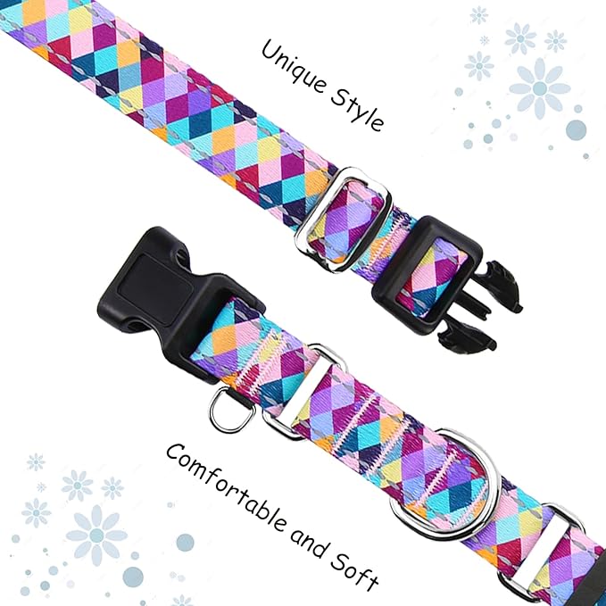 Reflective Martingale Collar for Dogs with Quick Release Buckle No Pull Training Dog Collars (Colorful Geometric, Medium)