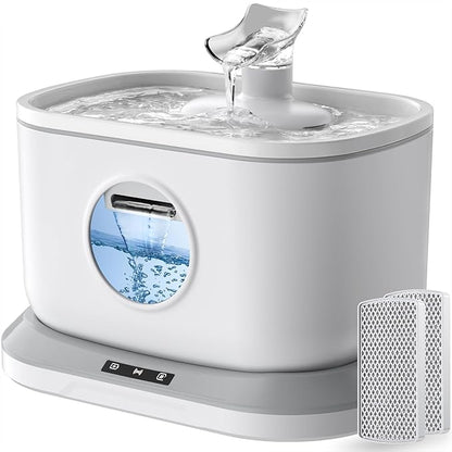 Cat Water Fountain Wireless, Battery Operated Cat Fountain for Drinking, 2.6L/88oz Cordless Pet Fountain with Motion Sensor Automatic Water Dispenser Wireless Pump 2 Filters Indoor BPA-Free