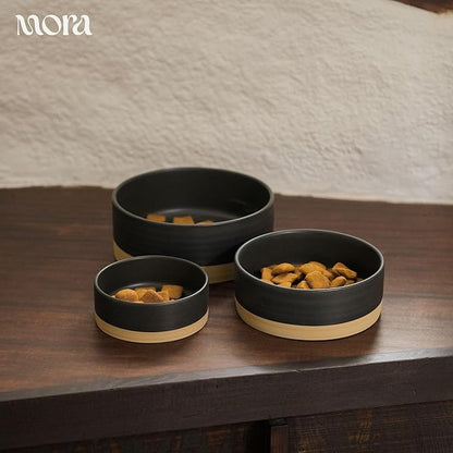 Mora Ceramic Pet Bowl Size Small - Food/Water Dish for Puppy Dogs, Cats, Guinea Pig, Rabbit, Hamster, Snake, ect. 11oz or 2 Cups - Basic Bowls for Your Dog or Cat, Mix and Match for a Set - Liquorice