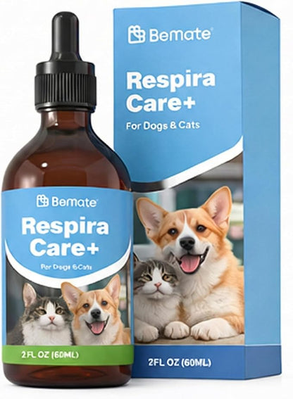 RespiraCare+ Liquid Respiratory Support for Dogs & Cats, Plant-Based Airway & Breathing Wellness Drops, Seasonal & Environmental Comfort, Daily Use Supplement, 2 fl oz (60 mL)