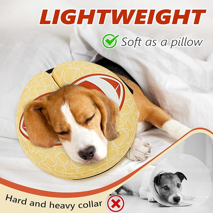 Inflatable Dog Cone Collar to Stop Licking, Soft Neck Donut Collar After Surgery, Adjustable Recovery Cone for Small Medium Large Dogs (Rugby,XL)