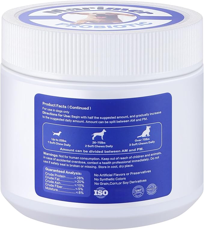 MARIMER Probiotic Chews for Dogs – 6 Billion CFU Probiotics with Enzymes, Organic Pumpkin & Inulin – Digestive & Immune Support Soft Chews – Chicken Flavor – 100 Count – for Dogs