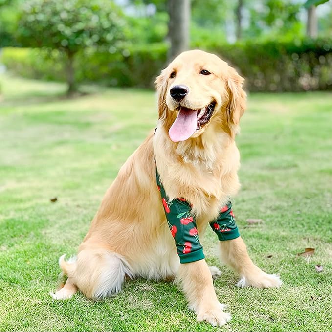 HDKUW Dog Elbow Protector, Dog Front Leg Recovery Sleeve for Prevent Licking Wound, Elbow Sleeves with Mesh Pad for Medium Large Dogs Cherry XL