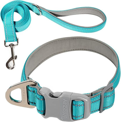 Dog Collar for Medium Small Large Dogs Reflective with Leash,Collar and Leash for Dogs,Soft Neoprene Padded 2 Pack(Blue,XS)