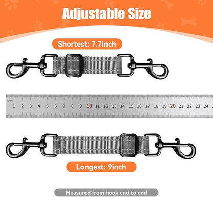 Dog Collar Safety Clip, Reflective Double-Ended Backup Connector for Harness to Collar, Adjustable Safety Clip for Prong, Pinch Collars, Prevents Escapes & Accidental Disconnection