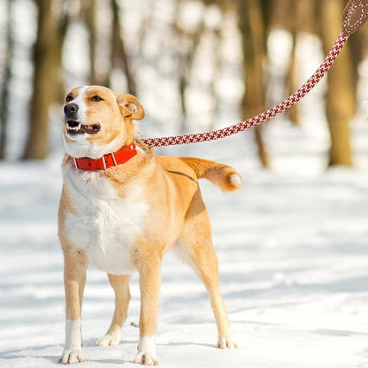 Mile High Life | Mountain Climbing Dog Rope Leash with Heavy Duty Metal Sturdy Clasp | Genuine Leather Tailored Connection with Strong Stitches (Red Khaki1, 72 Inch (Pack of 1))