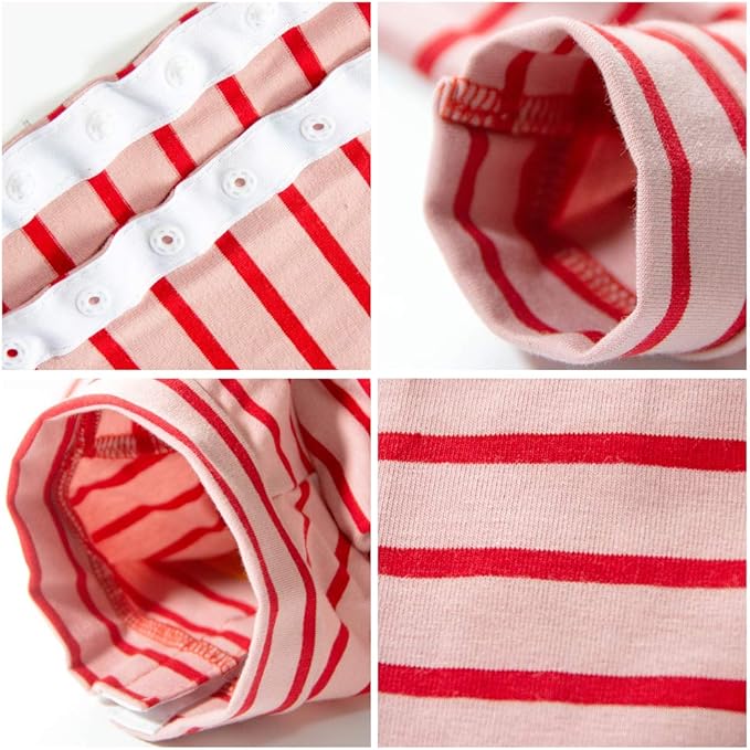 Dog’s Recovery Suit Post Surgery Shirt for Puppy, Full Coverage Dog's Bodysuit Wound Protective Surgical Clothes for Small and Medium Pets (red Pink Stripe-xs)
