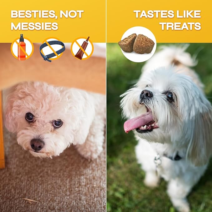Flea and Tick Prevention for Dogs - with Neem 9,750 mg per Pack - No Chemicals - Flea and Tick Control Oral Pills for All Dogs and Puppies - Chewable Skin and Coat Supplement - 130 Soft Duck Treats