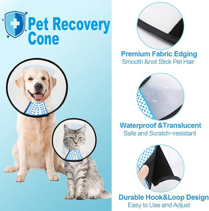 Supet Dog Cone Collar to Stop Licking, Comfortable Elizabeth Recovery Collar for Large Medium Dogs After Surgery, Soft Pet Neck Head Cone Alternative（L）