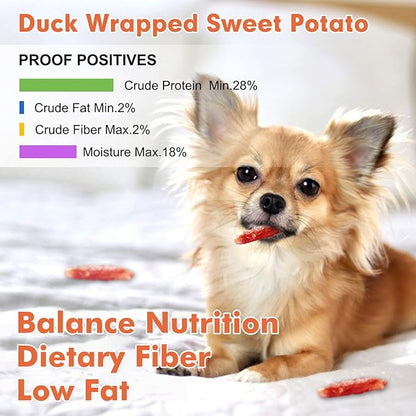 MON2SUN Dog Treats, Duck Wrapped Sweet Potato, High Protein, Low Fat, No Rawhide, Easy to Digest, Suitable, 25 oz