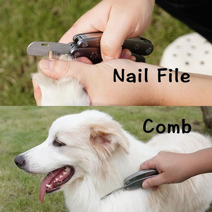 2026 Dog Nail Clipper for Anxiety Sensitive Dogs, Sharp Blade for Large Dog, Cut Through Thick Nail Smoothly, 3 in 1 Compact Build-in Nail File & Comb, Heavy Duty Professional Dog Nail Clipper