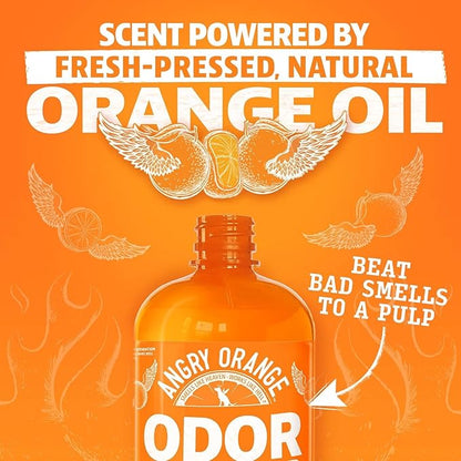 Angry Orange Pet Odor Eliminator for Strong Odor - Citrus Deodorizer for Strong Dog or Cat Pee Smells on Carpet, Furniture & Indoor Outdoor Floors - 2 Pack - Puppy Supplies