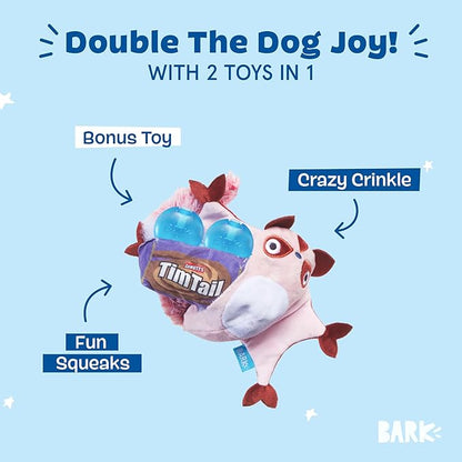 Barkbox Sheila Sugar Glidah Plush Toy for X-Small Dogs – 2-in-1 Squeaky & Crazy Crinkle Fun – Perfect for Fetch, Tug, and Interactive Playtime