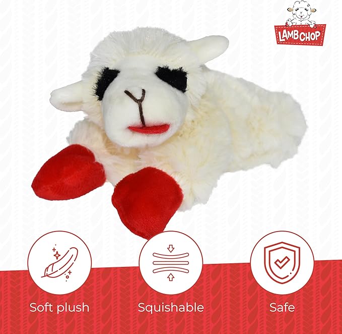 Multipet Lamb Chop Dog Plush Toy - Squeaky Toy for All Dogs - Extra Soft Plush - Stuffed Animal Dog-Toy for Cuddling & Playing - Cute Pet-Toy (6",Cream),(Pack of 2)