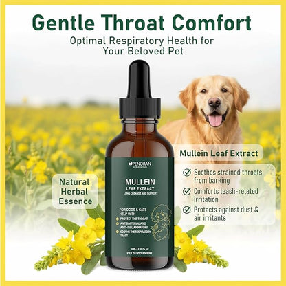 Pet Mullein Lung & Cough Drops for Dogs & Cats, Cough, Hoarseness, Easy Breathing, Lung Cleanse and Support, Better Lungs, Soothes Throat Discomfort - ﻿100% Natural and Efficient ﻿ ﻿ ﻿