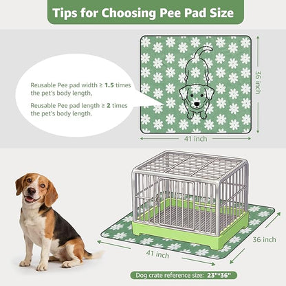 LOOBANI Washable Puppy Pads: Waterproof Reusable Pee Pads for Dogs, Non-Slip and Leak-Proof Dog Pee Mat, Absorbent Dog Training Pads for Puppy Playpen, Crate, Potty Training (36"x41", 2 Packs)