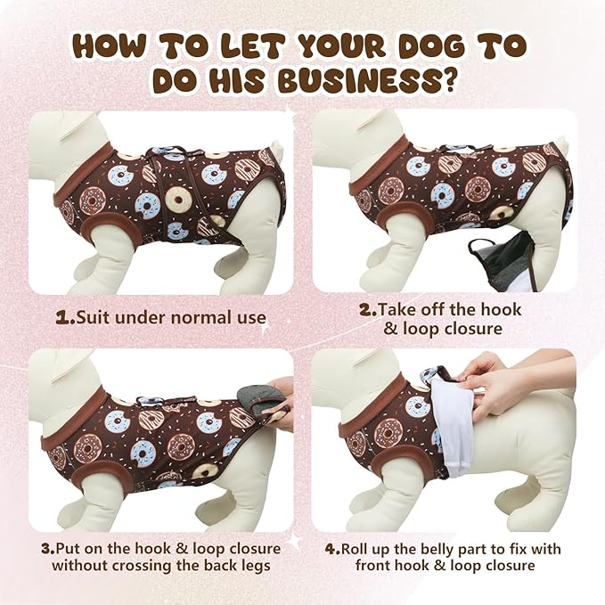 Dog Surgery Suit, Breathable Surgical Recovery Suit for Female Spay Male Neuter, Anti-Licking Surgical Recovery Suit for Abdominal Wounds Skin Disease, Brown, XX-Large