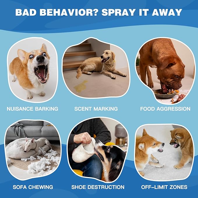 Corrector Spray Dog Trainer - 80ml 2 Pack Professional Dog Corrector Spray for Stops Barking, Jumping, Aggression & Unwanted Behaviors, Safe, Humane & Effective