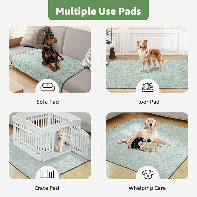LOOBANI Washable Pee Pads for Dogs: 2 Pack Super Absorbent Reusable Puppy Pads, Leakproof and Waterproof Dog Training Pads Whelping Pads for Hallway Runner, Floor, Crate, Couch and Travel, 36"x72"