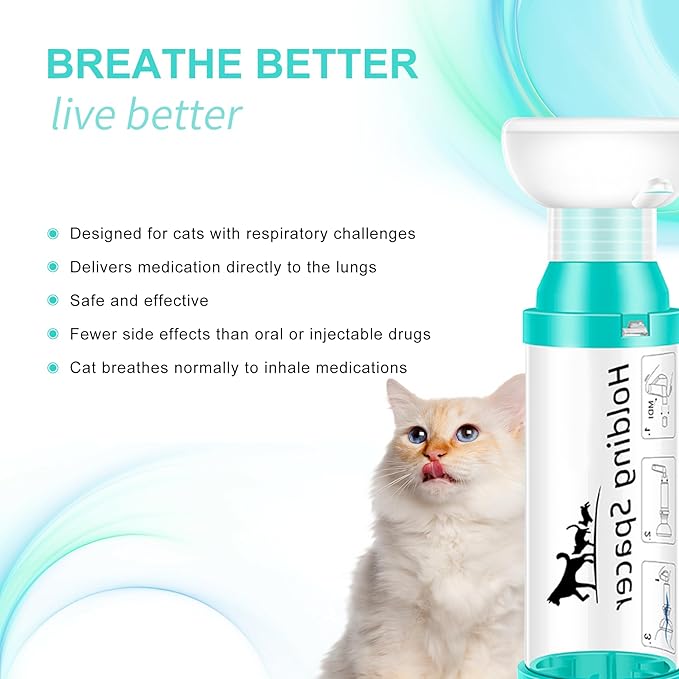 Cat Inhaler Spacer with Round Silicone Mask – Feline Aerosol Chamber for Cats and Kittens with a Respiratory Condition, Helps Medication Delivery, Includes 1 Mask Sizes