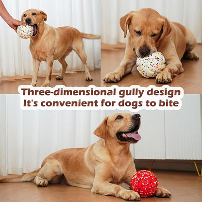 CAISHOW Dog Ball Squeak Toys (Bell Ball 5.12in Red)