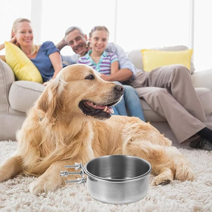 FRCOLOR 2pcs Stainless Steel Dog Bowls Large Capacity Anti-tip Food and Water Containers 10x4.5cm 12x5cm for Home Use Pet Feeding Supplies