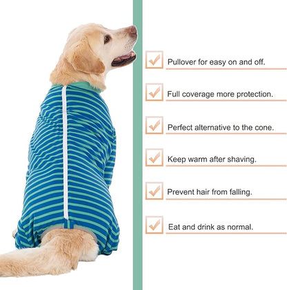 Yeapeeto Dog Onesie Surgery Recovery Suit for Large Medium Bodysuit Dogs Pajamas PJS Full Body for Shedding, Prevent Licking, Wound Protection, Cone Alternative… (Blue Green, 2XL)