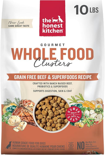 The Honest Kitchen Human Grade Whole Food Clusters Dog Grain Free Beef 10 lb Bag
