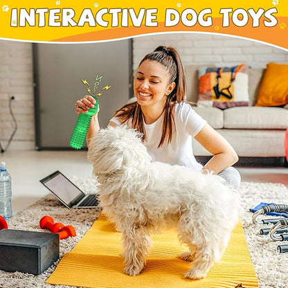 Pamlulu Christmas Dog Gifts, Dog Toys for Small Dogs Dog Toothbrush for Teething Cleaning, Rubber Squeaky Toys for Puppy