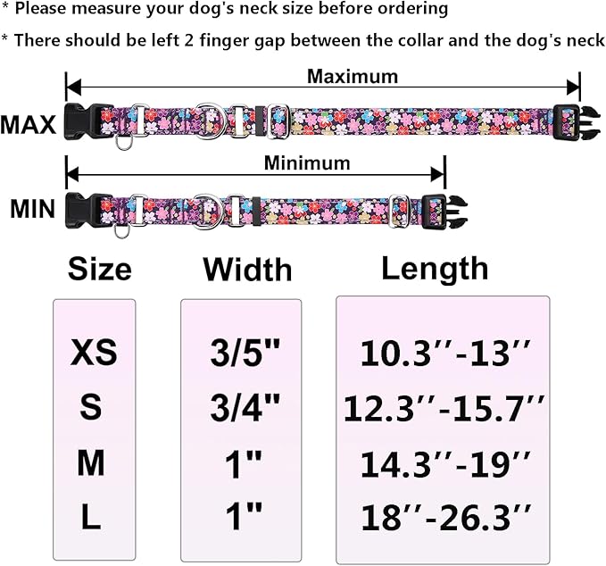 Reflective Martingale Collar for Dogs with Buckle Pretty Fancy Female Floral Dog Collars (Japanese Blossoms, Medium)
