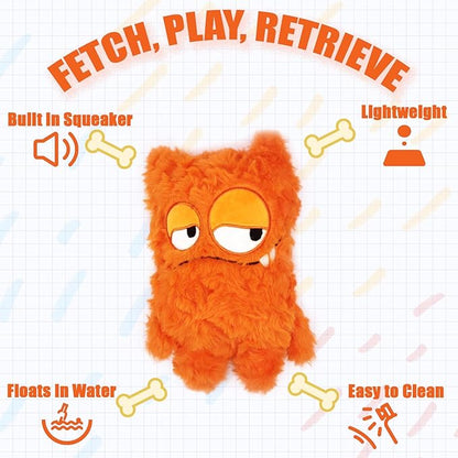 Squeaky Dog Toy, Plush Stuffed Dog Toy Keep Them Busy Tug of War Dog Chew Toy for Small Medium Large Dogs (Orange)